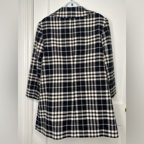 ANN TAYLOR Wool Size 10 Plaid Women's Black & White Plaid Peacoat w Buttons - Picture 7 of 9